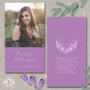 Esoteric Psychic Energy Modern Crescent Moon Photo Business Card