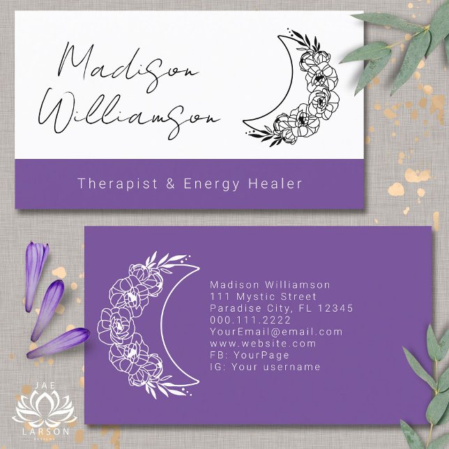 Esoteric Psychic Modern Minimalist Crescent Moon  Business Card (Creator Uploaded)