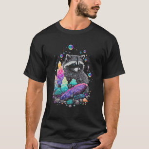 Esoteric Racoon Pet Art Crystals Cute Illustration T-Shirt