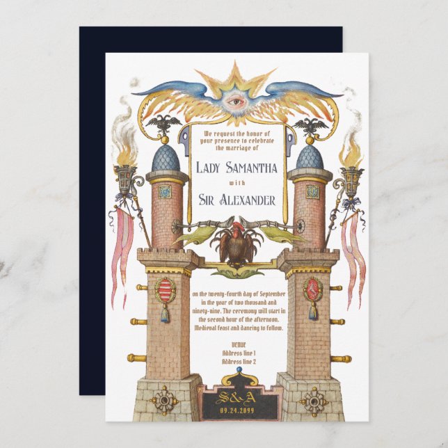 Esoteric Renaissance Manuscript Mediaeval Wedding Invitation (Front/Back)