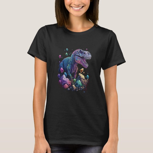 Esoteric Rex Trex Crystals Cute Illustration  9 T-Shirt (Front)