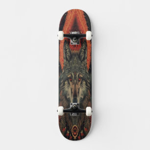 Esoteric Spirit Wolf   Mystical Totem Geometric Skateboard
