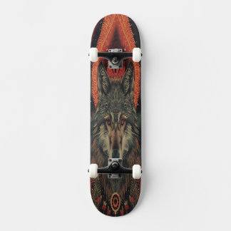 Esoteric Spirit Wolf | Mystical Totem Geometric Skateboard