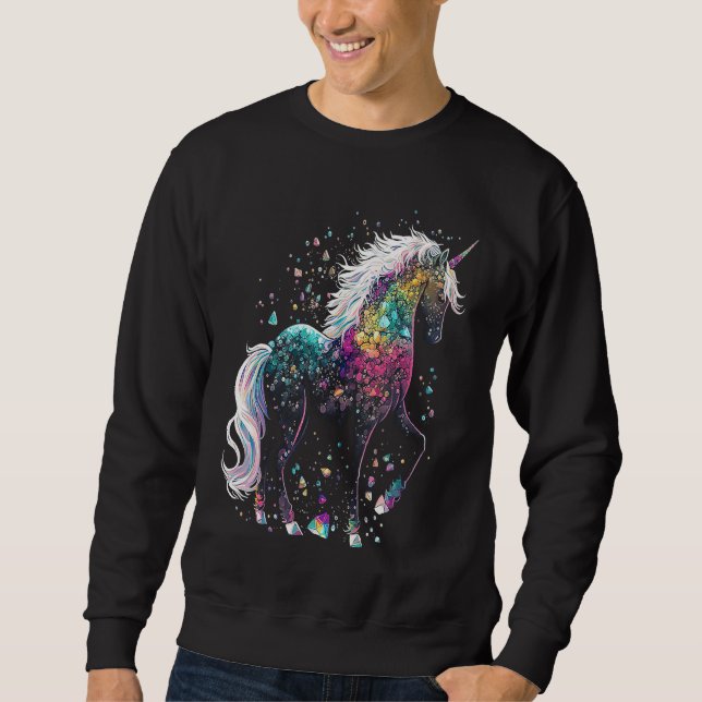 Esoteric Unicorn Crystals Cute Illustration Sweatshirt (Front)
