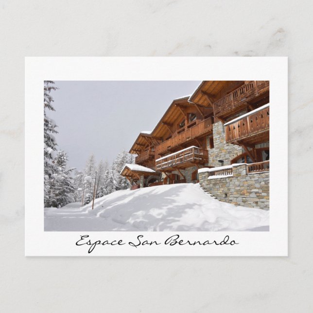 Espace San Bernardo white text postcard (Front)