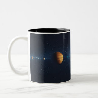  Espacio Exterior con Alineación de Planeta Two-Tone Coffee Mug