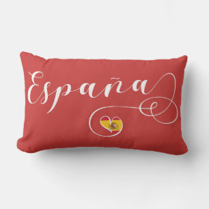 España Spain Flag Heart, Spanish Lumbar Cushion