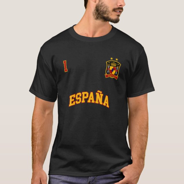 Espana Spain Team Sports Number 1 Soccer Spanish F T-Shirt (Front)