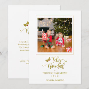 Español Dorado Minimalista Navidad Foto Familia Holiday Card