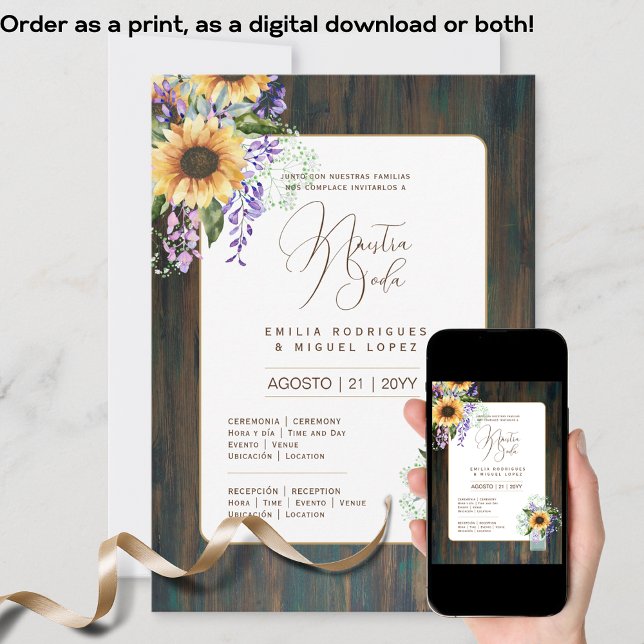 Espanol Invitación de Boda Floral Wedding Rustic I Invitation (Creator Uploaded)