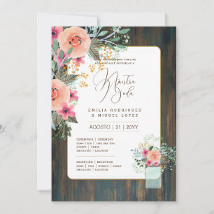 Espanol Invitación de Boda Floral Wedding Rustic I Invitation