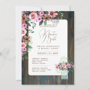 Espanol Invitación de Boda Floral Wedding Rustic I Invitation