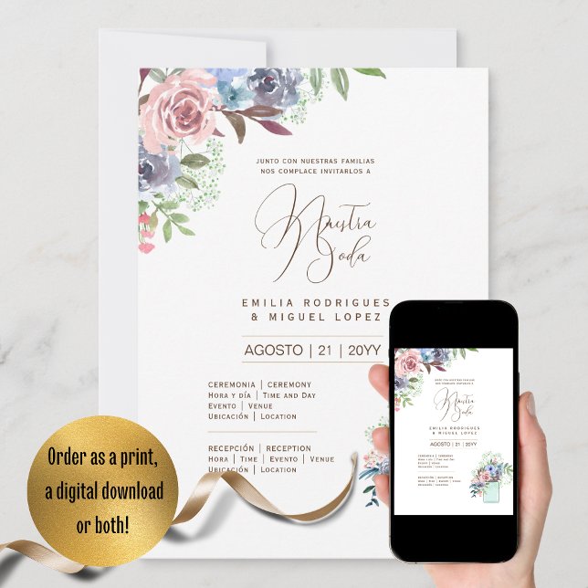 Espanol Invitación de Boda Summer Floral Wedding I Invitation (Creator Uploaded)