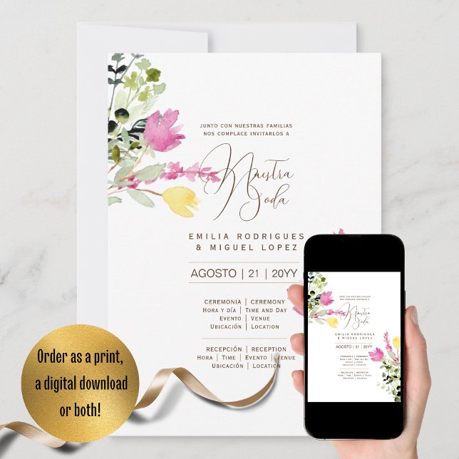 Espanol Invitación de Boda Summer Floral Wedding I Invitation (Creator Uploaded)