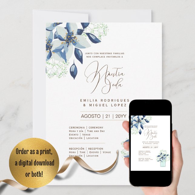 Espanol Invitación de Boda Summer Floral Wedding I Invitation (Creator Uploaded)