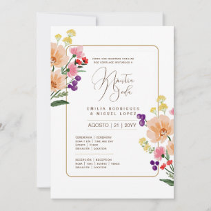 Espanol Invitación de Boda Summer Floral Wedding Invitation