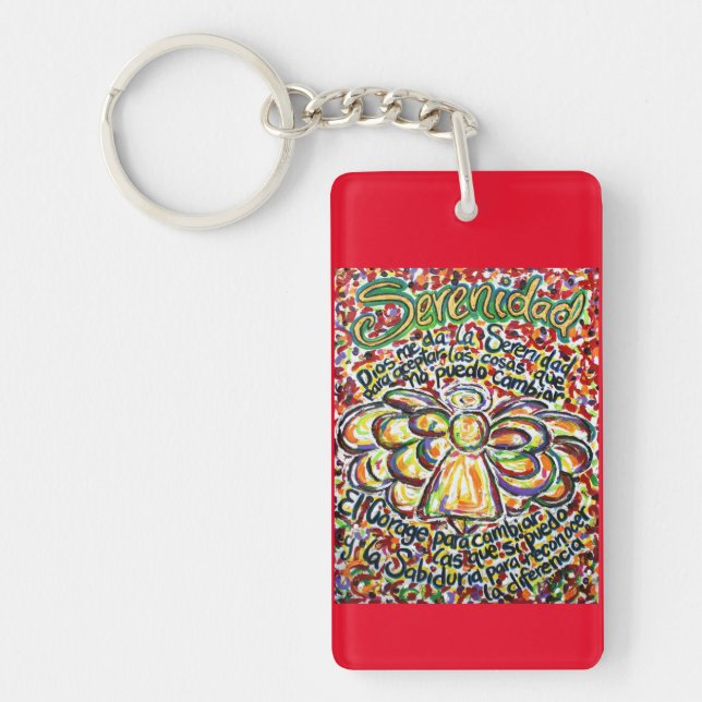 Español Serenity Prayer Angel Art Key Chain (Front)