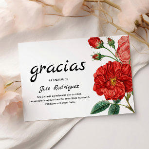 Espanol Sympathy Thank You Red Flower Card