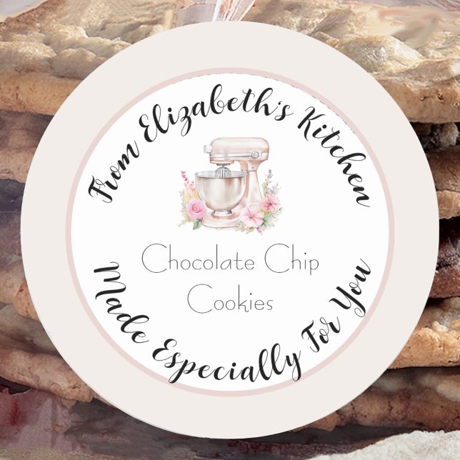 Especially For You Ivory Floral Mixer Home Baked Classic Round Sticker (Creator Uploaded)