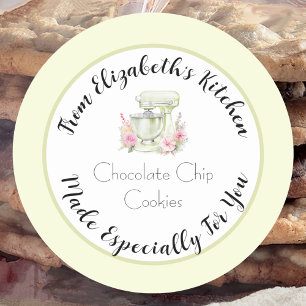 Especially For You Yellow Floral Mixer Home Baked Classic Round Sticker