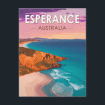 Esperance Australia Travel Art Vintage Postcard<br><div class="desc">Esperance retro vector travel design.  Its beaches include calm Blue Haven,  and West Beach,  with its surf breaks.</div>