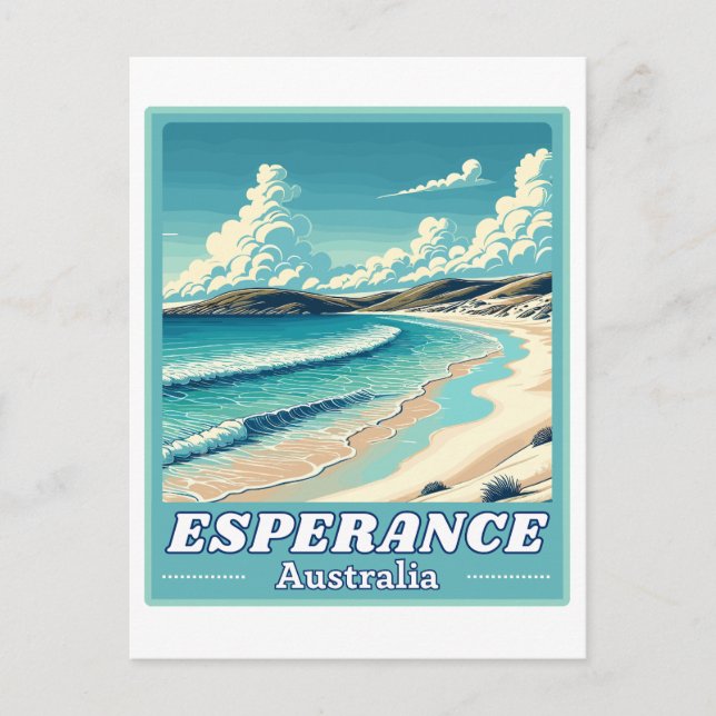 Esperance in Western Australia Retro Skyline Postcard (Front)
