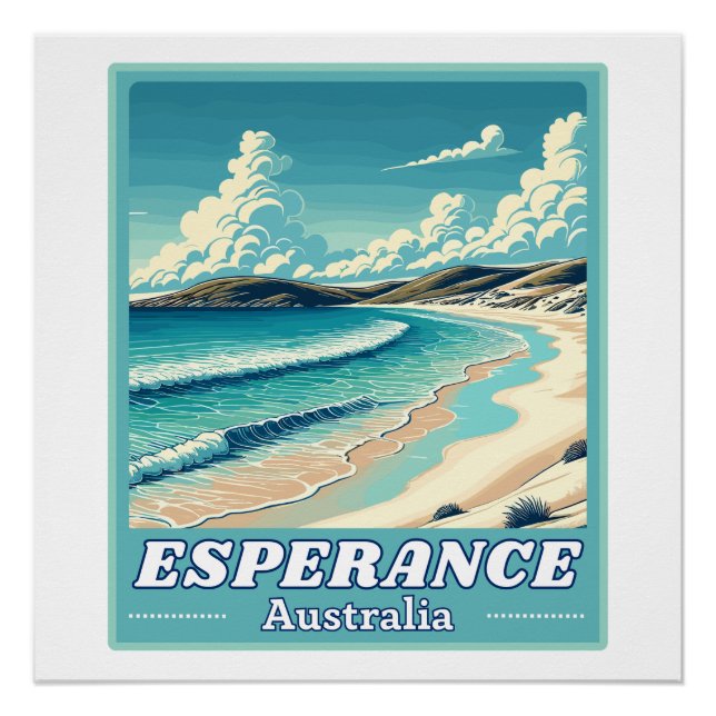 Esperance in Western Australia Retro Skyline Poster (Front)
