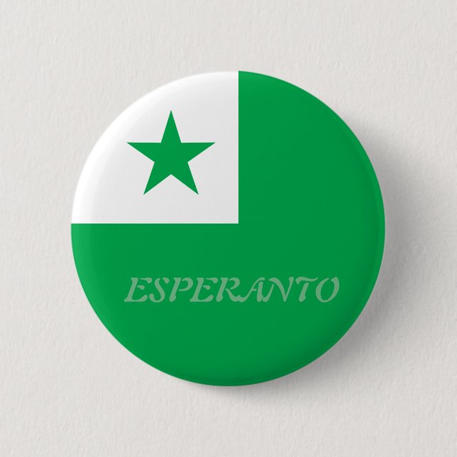Esperanto flag+text, 6 cm round badge (Front)