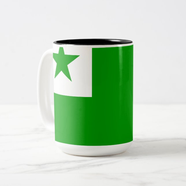 Esperanto Flag Two-Tone Coffee Mug (Front Left)