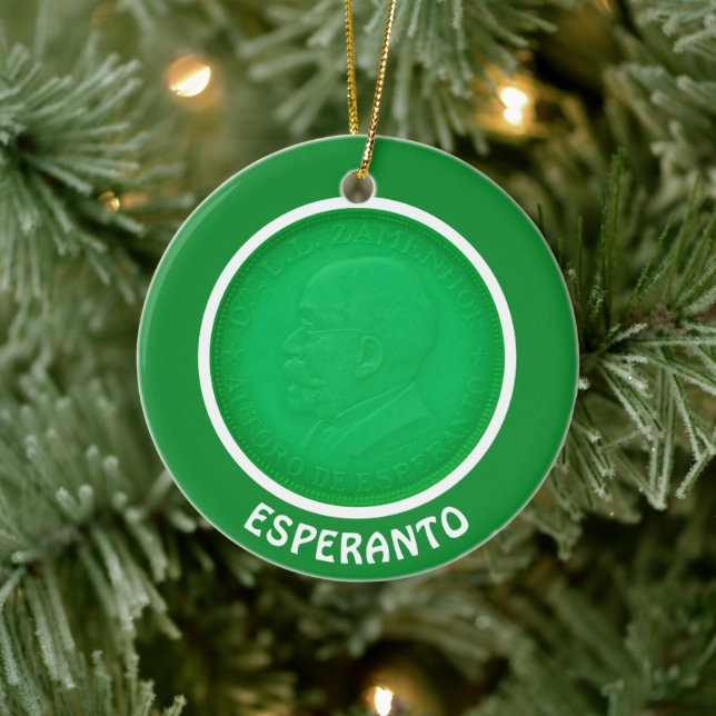 Esperanto flag + Zamenhof, Ceramic Ornament (Tree)
