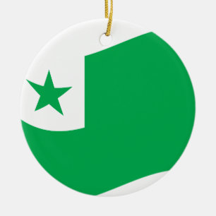 Esperanto flag + Zamenhof, Ceramic Ornament