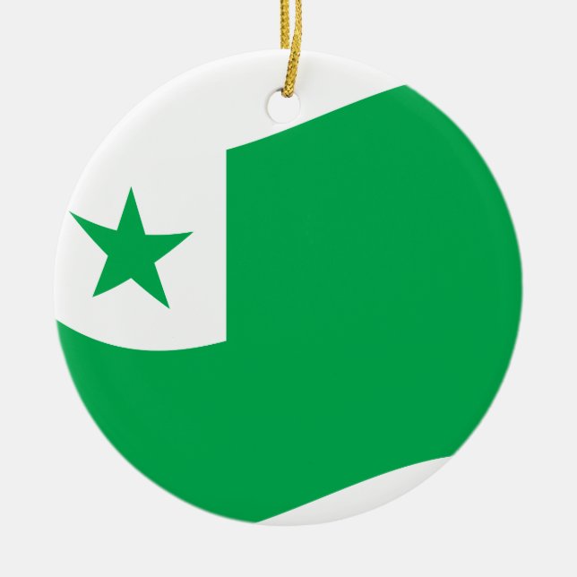 Esperanto flag + Zamenhof, Ceramic Ornament (Front)