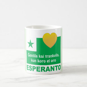 Esperanto/ Ĝentila kaj trankvila, kun koro el oro, Coffee Mug