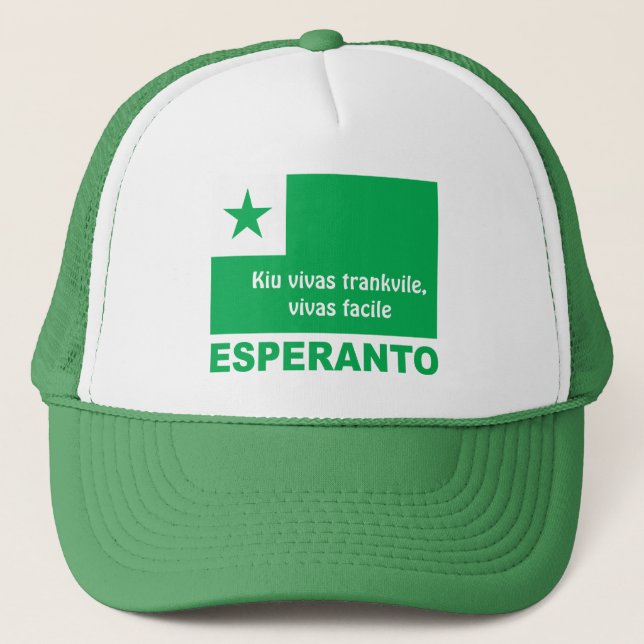 Esperanto / "Kiu vivas trankvile, vivas facile", Trucker Hat (Front)