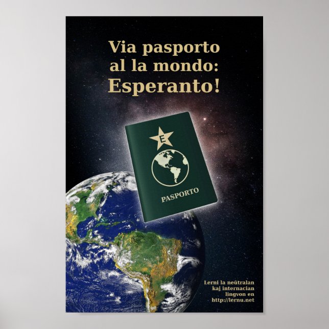 Esperanto passaporte poster (Front)