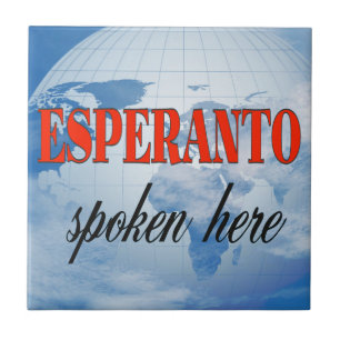 Esperanto spoken here cloudy earth ceramic tile