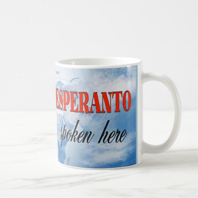 Esperanto spoken here cloudy earth coffee mug (Right)