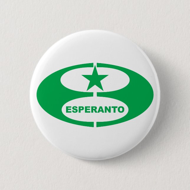 Esperanto symbol, 6 cm round badge (Front)