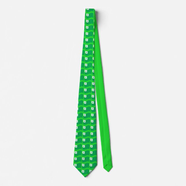 Esperanto wavy flag pattern, neck tie (Front)