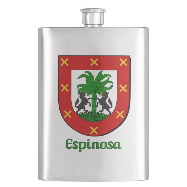 Espinosa Heraldic Shield Hip Flask (Front)