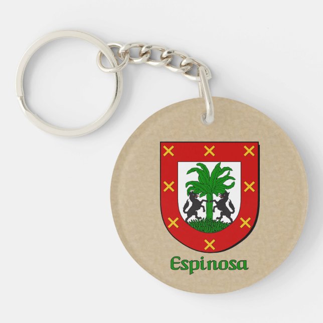 Espinosa Historical Shield and Flag of Mexico Key Ring (Front)