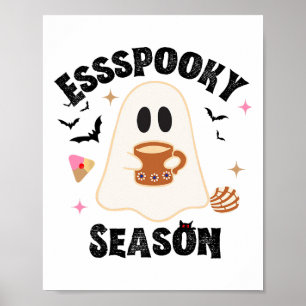 Espooky Season Funny Ghost Groovy Retro Halloween Poster