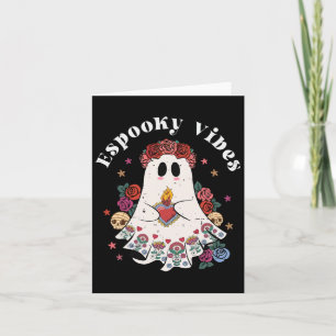 Espooky Vibes Cute Ghost Funny Mexican Halloween C Card