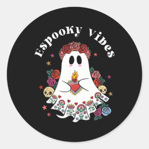 Espooky Vibes Maestra Halloween Spanish Mexican Te Classic Round Sticker