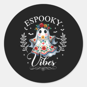 Espooky Vibes Maestra Halloween Spanish Mexican Te Classic Round Sticker
