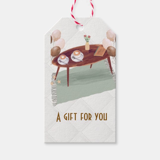 Espresso and Balloons Gift Tags (Front)