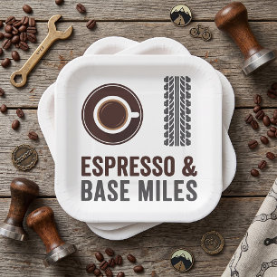 Espresso and Base Miles Cycling Coffee Lover Paper Plate