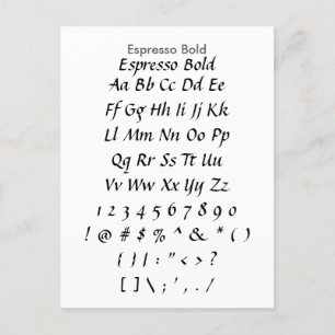 Espresso Bold - Zazzle Font Sampler Sheet Postcard