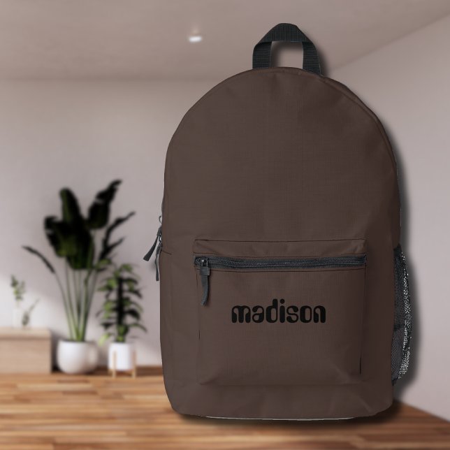 Espresso Brown and Black Personalised Name  Printed Backpack (Creator Uploaded)