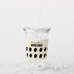 Espresso Brown Coffee Bean Pattern Cafe Branding Acrylic Tumbler